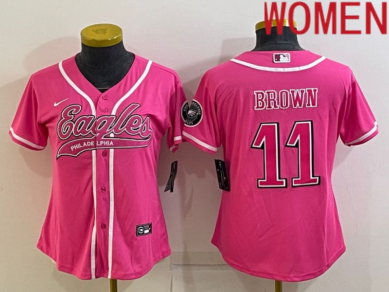 Women Philadelphia Eagles #11 Brown Pink 2022 Nike Co branded NFL Jerseys->philadelphia eagles->NFL Jersey